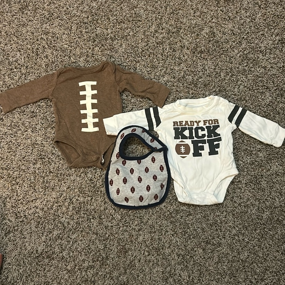 Carter’s Football Onesies and Bib Set